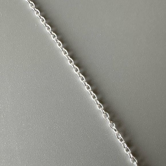 Sterling Silver Crescent Moon Necklace with Crystal Stones - Picture 6 of 9